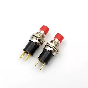 2Pcs PB05A 7mm Red Cap 2Pin Self-Locking ON-OFF SPST 1NO Mini Push Button Switch - Picture 1 of 4