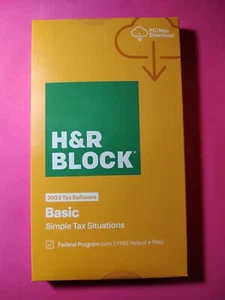 H&R Block 2022 Tax Software - Basic Simple Tax Situations PC/MAC ~ SEALED BOX - Picture 1 of 3