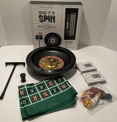 Casino Game Mat Roulette Set Portable Tabletop Spinning Wheel Cards Accessories - Image 1 of 4