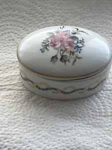 Haviland Limoges Fine Bone China Oval Trinket Box England Flowers- Free Shipping - Picture 1 of 6