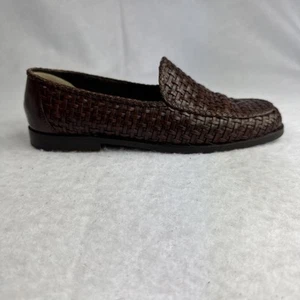 Dark Brown COLE HAAN Women's Woven Leather Loafers 8 B Italy - Picture 1 of 8