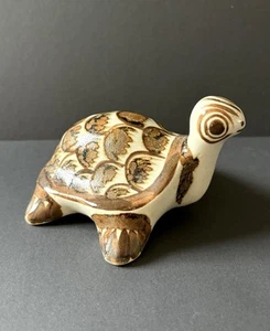 Mexican Art Pottery Handcrafted Brown Turtle Figurine Statue Artist Signed - Picture 1 of 11