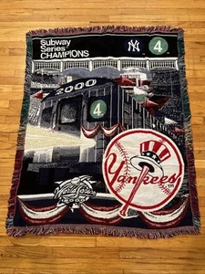 Rare Vintage MLB 2000 Subway Series NY Mets Vs NY Yankees World Series Blanket - Picture 1 of 13