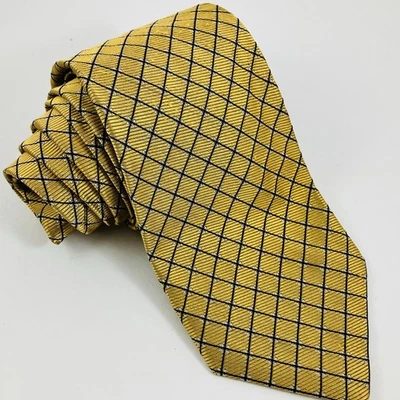 Corbata Brooks Brothers Basics de seda para hombre dorada mostaza amarilla geométrica 3,5” W 59” L Foto 1 de 4