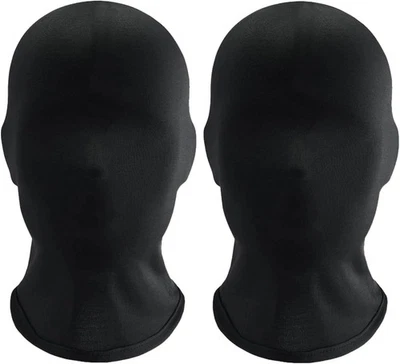 2 Pcs Black Full Face Spandex Masks Faceless Halloween Cosplay Unisex - Image 1 of 4