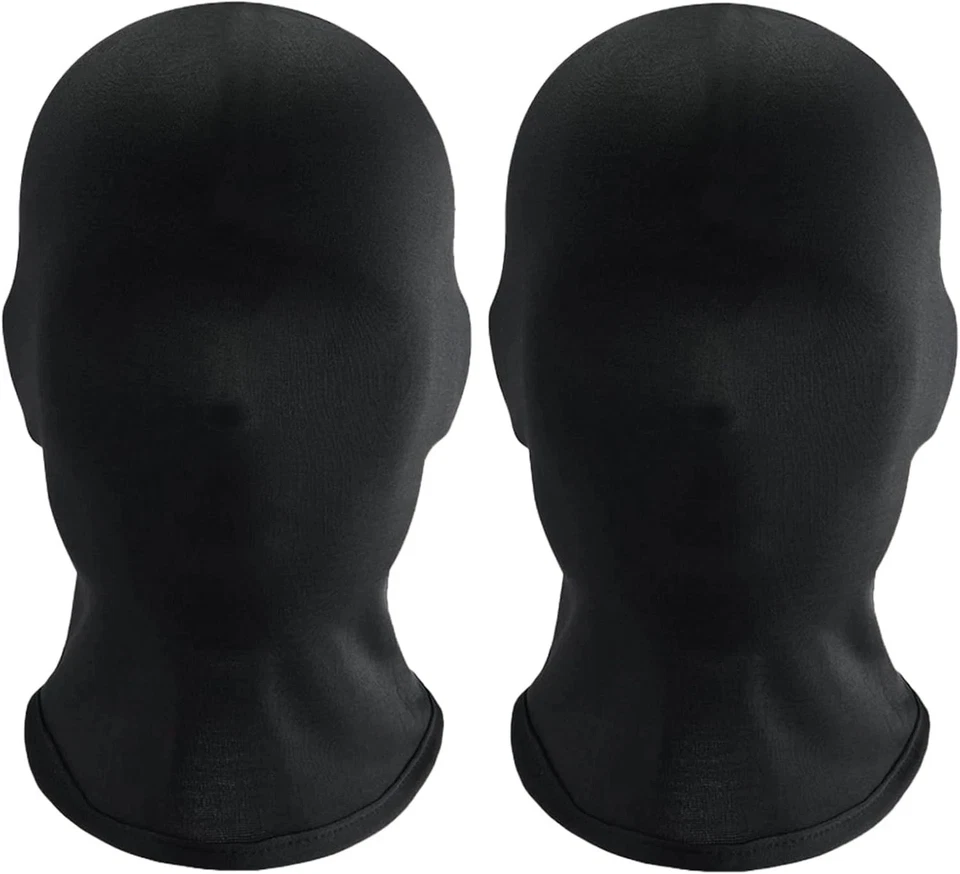 2 Pcs Black Full Face Spandex Masks Faceless Halloween Cosplay Unisex - Image 1 of 4