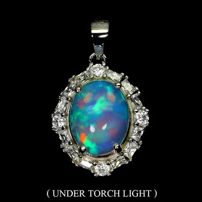 Ювелирные изделия кулон серебро 925 пробы овальный огненный опал 10x8 мм натуральный драгоценный камень - Изображение 1 из 4