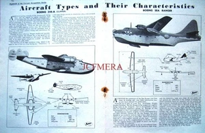 1943 Boeing B-314A & Sea Ranger Flying Boats WW2 Magazine Cutting (2-Sided) - Foto 1 di 1