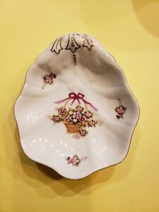 Vintage Spring Flower Bouquet Trinket Dish Soap Jewelry Gold Trim IW Rice Japan 