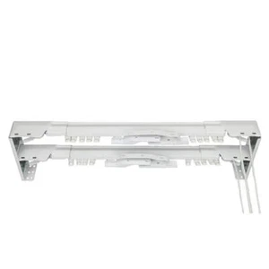 Double Curtain Rod White Cord Draw Heavy Duty Traverse Adjustable 84 in - 156 in - Picture 1 of 7