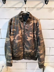 Coach New York Rib Knit Aviator Jacket in Camo Print Size L - F86002 - Picture 1 of 16