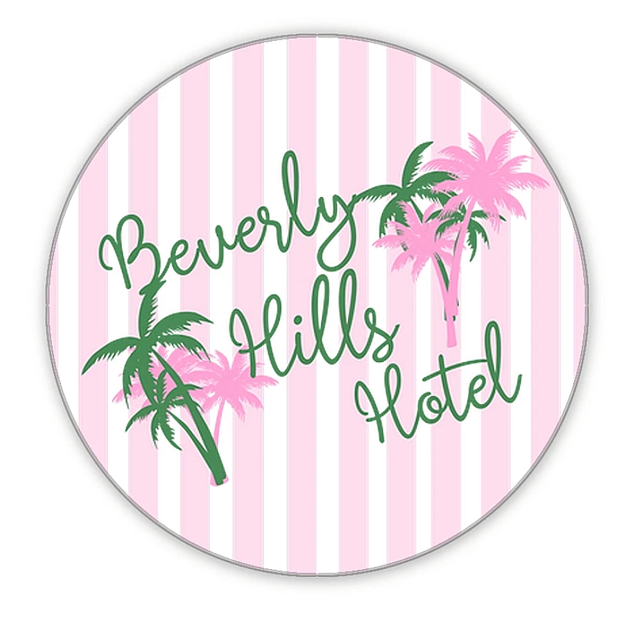 Placa redonda de madeira inspirada em hotel Beverly Hills 6" - Imagem 1 de 1