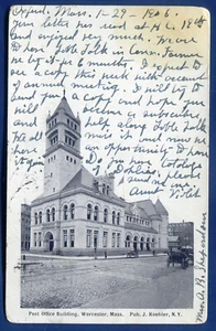 Worcester Mass Post Office Building old postcard B427 - Picture 1 of 2