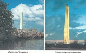 Postal cromada del Monumento a Washington de día y de noche Washington DC - Imagen 1 de 2