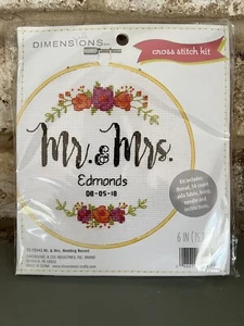 Dimensions Counted Cross Stitch Kit Mr. & Mrs. Wedding Record 72-75543 - Picture 1 of 2