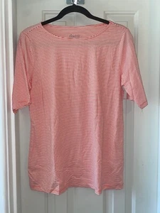 DENIM & CO BRRR Jersey Cool to Touch Boatneck Elbow Sleeve Top ROSE sz XS - Picture 1 of 2