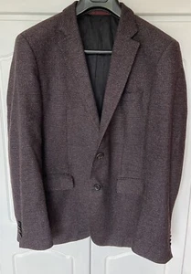 Hugo Boss Jacket 40 Burgundy James 2 Tweed Blazer Wool Sports Classic Retro - Picture 1 of 17
