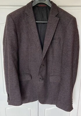 Hugo Boss Jacket 40 Burgundy James 2 Tweed Blazer Wool Sports Classic Retro - Image 1 of 4