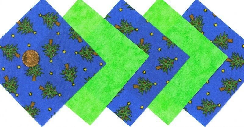 20 4 inch Christmas Tree Green Fabric Quilt Craft Squares 100% Cotton osr3 - Image 1 of 4
