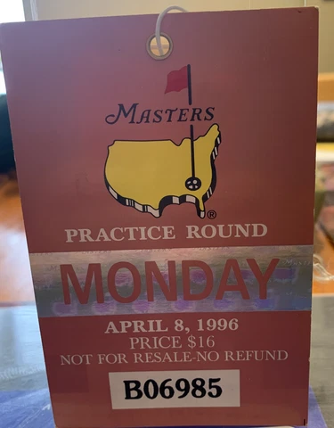 1996 Masters Wednesday Practice Round Ticket - Nick Faldo Augusta National Golf Cover