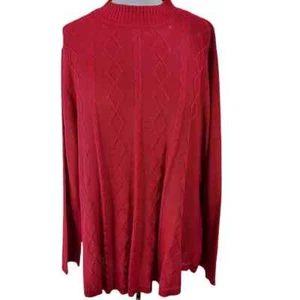 Kim Rogers Women's NWT Curvy Plus SZ 3X Cherry Red Cable Knit Pull Over Sweater - Picture 1 of 5