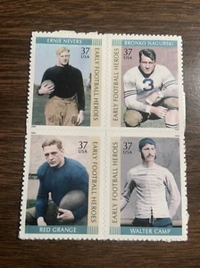US Scott # 3808-11 EARLY FOOTBALL HEROES (2003) Plate Block of 4 MNH 37c stamps - Picture 1 of 2