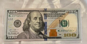 $100 Dollar Bill 2013 Federal Reserve Note STAR NOTE ML 03756522* VERY RARE ⭐️ - Picture 1 of 7