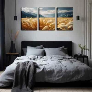 3pcs Good Luck Products, Autumn Weeds Wall Art Canvas Unframed/Framed - Imagen 1 de 9