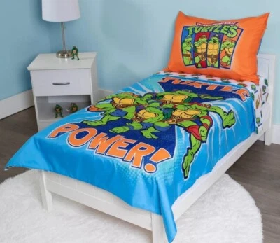 Juego de ropa de cama Teenage Mutant Ninja Turtles Power TMNT 4 piezas para niños pequeños Foto 1 de 4