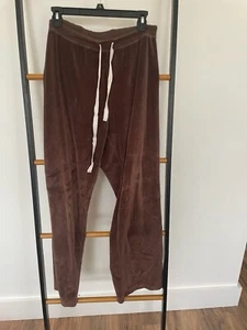 Mountain Lake Sport Womens Warmup Track Pants Size M Brown Velour Drawstring GUC - Picture 1 of 3