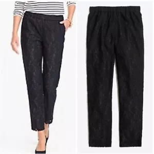 J.CREW Talla 0 Floral Encaje Pull-on Pantalones Cintura Elástica NEGRO Estilo F7556 - Imagen 1 de 10