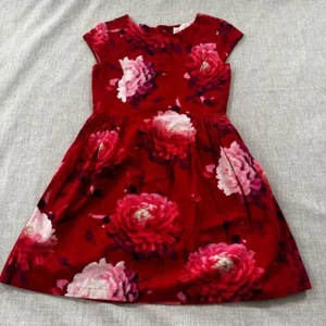 GAP Kids Girls Dress Floral Red & White Dress fully lined 100% cotton Size XL - Picture 1 of 13