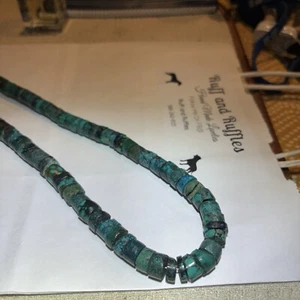 Türkis Perlen 8 mm Heishi Navajo Sterlingsilber Halskette 20 Zoll - Bild 1 von 20