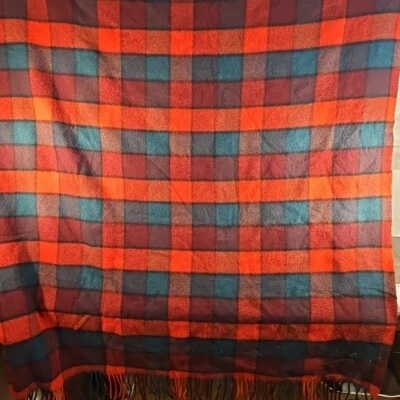 Pendleton Woolen Mills Throw Stadium Blanket Red Green Pure Virgin Wool - Image 1 of 4