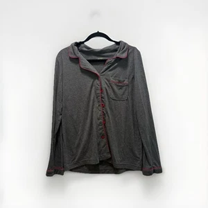 Gilligan & O'Malley Womens Pajama Top Size M Gray Button Sleep Shirt Pocket *296 - Picture 1 of 5