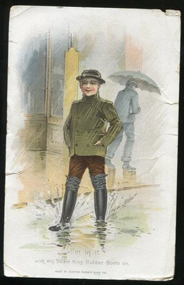 Delphi IN Worlds Fair Exhibit Adv Tradecard TH Burr Boston Rubber Shoe Company - Image 1 of 2