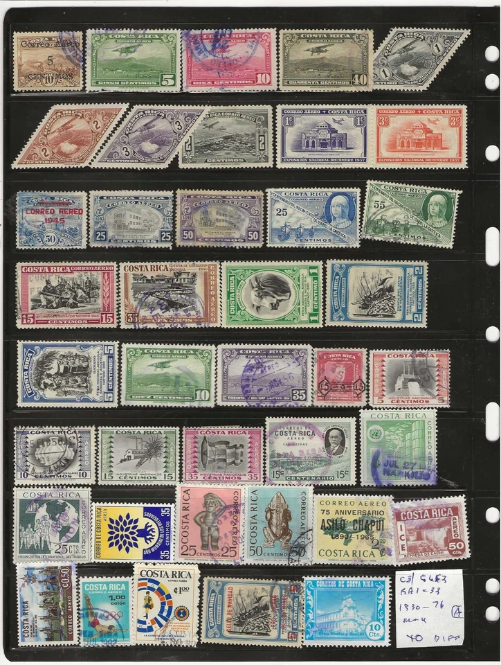 COSTA RICA...Sc #C3/C652; RA1-3...Como nuevo y usado...1930/76...40 diferencias... Parte posterior del libro Foto 1 de 1