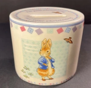 Alcancía de porcelana vintage Wedgwood Beatrix Potter Peter Rabbit bautizo - Imagen 1 de 10