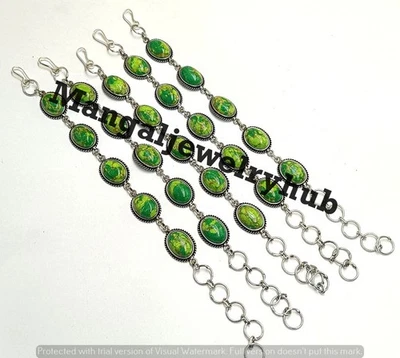Sale Turquoise Gemstone Bracelets 925 Sterling Silver Plated Fashion Jewelry Lot - Image 1 of 4