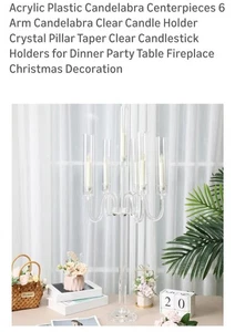 Acrylic 6 Piece Candelabra Center Piece Lights not included  - Picture 1 of 10