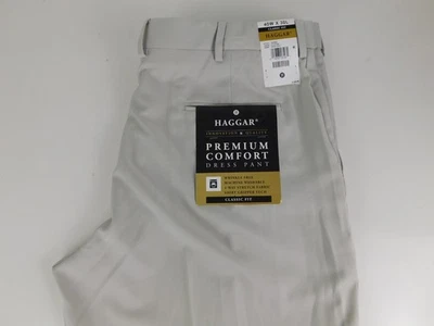 Pantalones de vestir Haggar para hombre de diseñador Stone Premium cómodos 40 x 30 NUEVO Foto 1 de 4