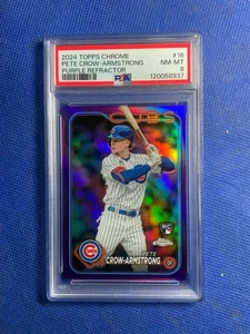 2024 Topps Chrome - Pete Crow-Armstrong #16 Purple Refractor /250 (RC) PSA 8 - Picture 1 of 2
