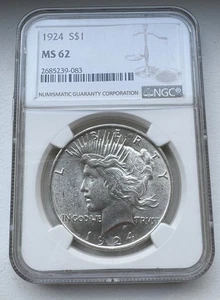 1924 Peace Dollar NGC - MS62 - INV#7204 - Picture 1 of 2