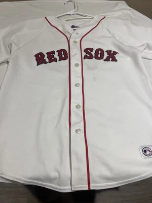 Majestic Youth Kids XL 码波士顿红袜队达斯汀佩德罗亚 #15 球衣罕见白色 — 第 1/4 张图片