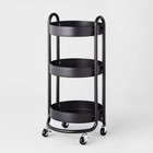 3 Tier Round Metal Utility Cart Black - Brightroom