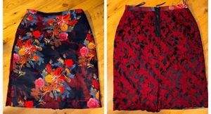 Leifsdottir Anthropologie Sz 6 Floral Lace Zip Back Pencil Skirt Navy Black Red - Picture 1 of 10