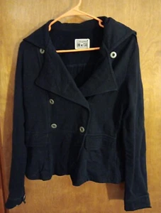 Converse One Star Military Double breasted Short Jacket Lady's Size Lg Black  - Picture 1 of 3