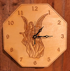Angel 10" Wall Clock - Wooden - Laser Crafted Gift"     - Picture 1 of 5