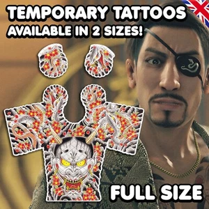 Reino Unido Goro Majima - Yakuza Tatuaje Temporal Cosplay Disfraz Realista Impermeable - Imagen 1 de 10