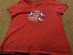 LIFE IS GOOD Women’s RED “Every Little Thing Gonna Be Alright” Tee T-Shirt XL - Picture 1 of 4